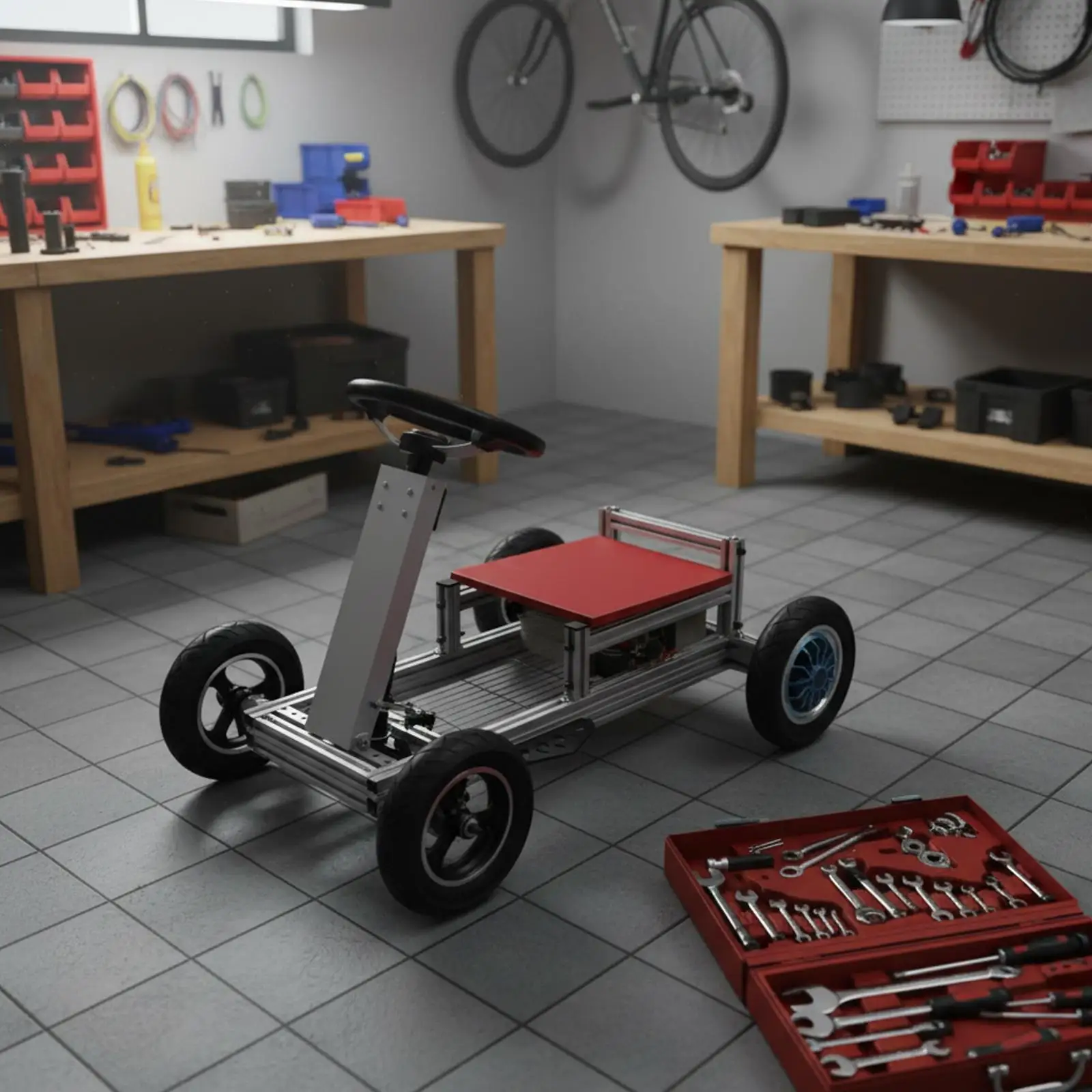 

Go Kart Steering Kit with 1.5 Turns Replacement Aluminum Steering Assembly DIY 4 Wheel Electric Go Kart Shaft Rack Components