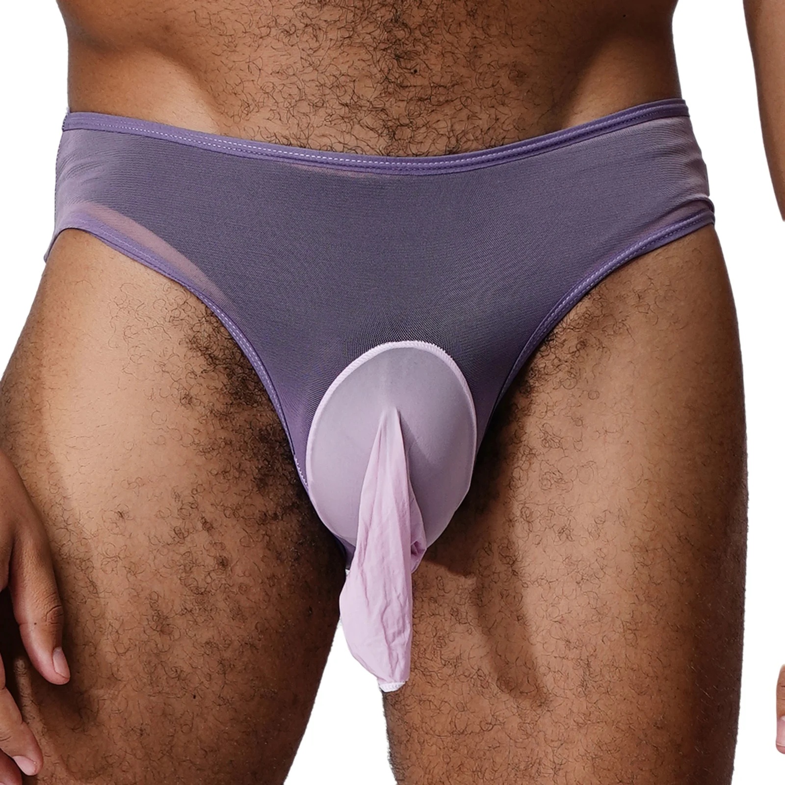 Bragas sexis con lazo para hombre, ropa interior transparente con espalda en T y trasero calado, calzoncillos con funda con apertura de tiro bajo de malla transparente
