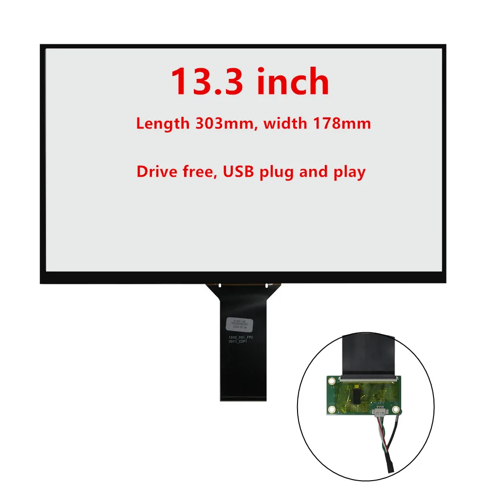 133-156-inch-multi-touch-capacitive-digitizer-screen-panel-glass-with-driver-board-usb-plug-and-play-diy-touchpad-for-laptop