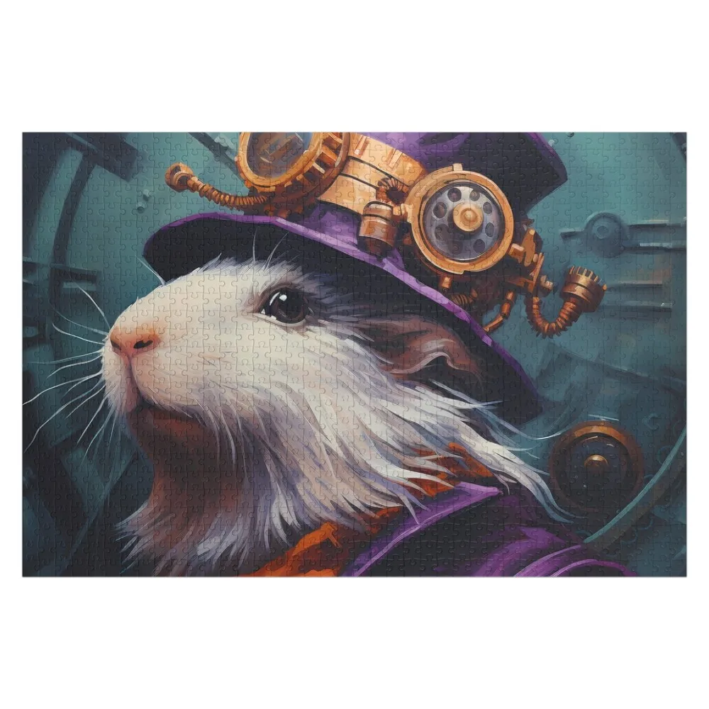 Steampunk Guinea Pig Portrait Jigsaw Puzzle Personalised Jigsaw Customized Kids Gift Wood Animals Custom Name Child Toy Puzzle