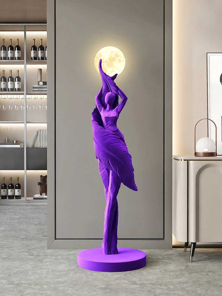 Home Decor Abstract Angel Girl Statues Floor Decor Living Room Large Luminous Girl Figure Sculptures Ornaments Housewarming Gift