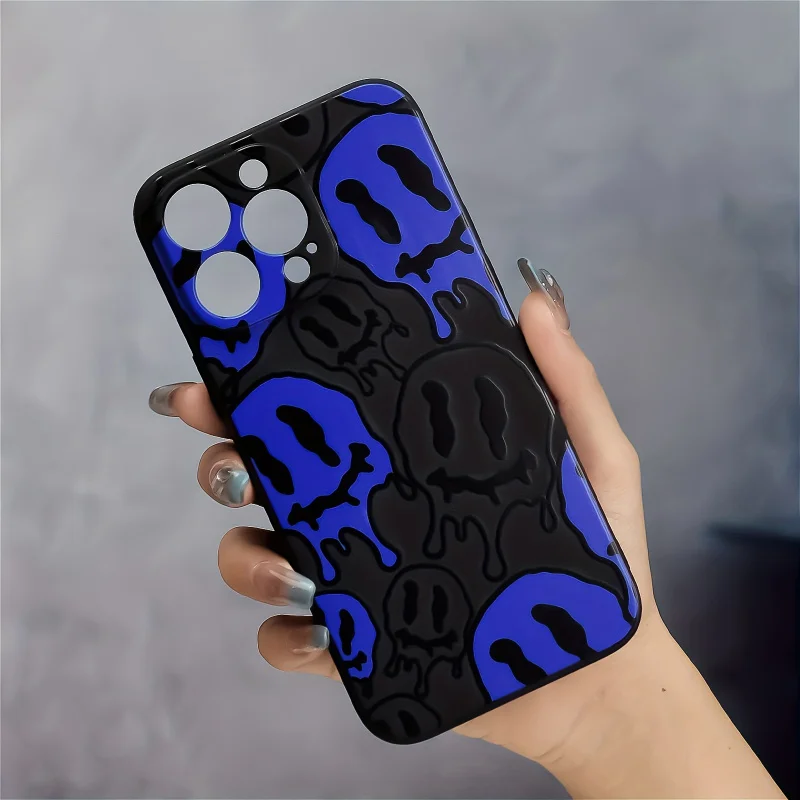 Abstract Happy Face Pattern Graphic Phone Case For iPhone 15 14 13 12 11 X XR XS SE2 SE 8 7 Plus Pro Max Silicone Back Cove