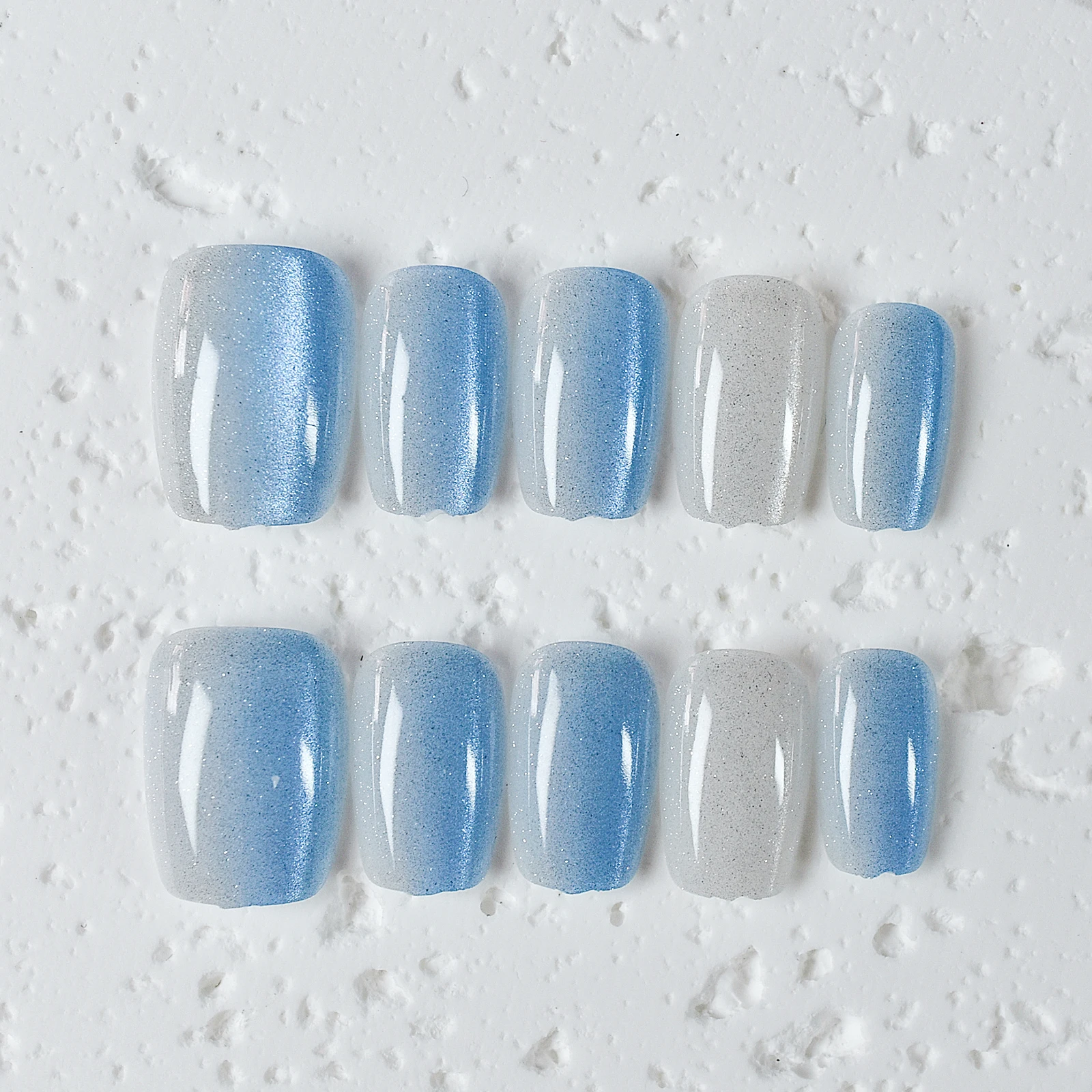 Press on nails 10 pieces charming cat eyes style square 3 sizes to choose from for women and girls