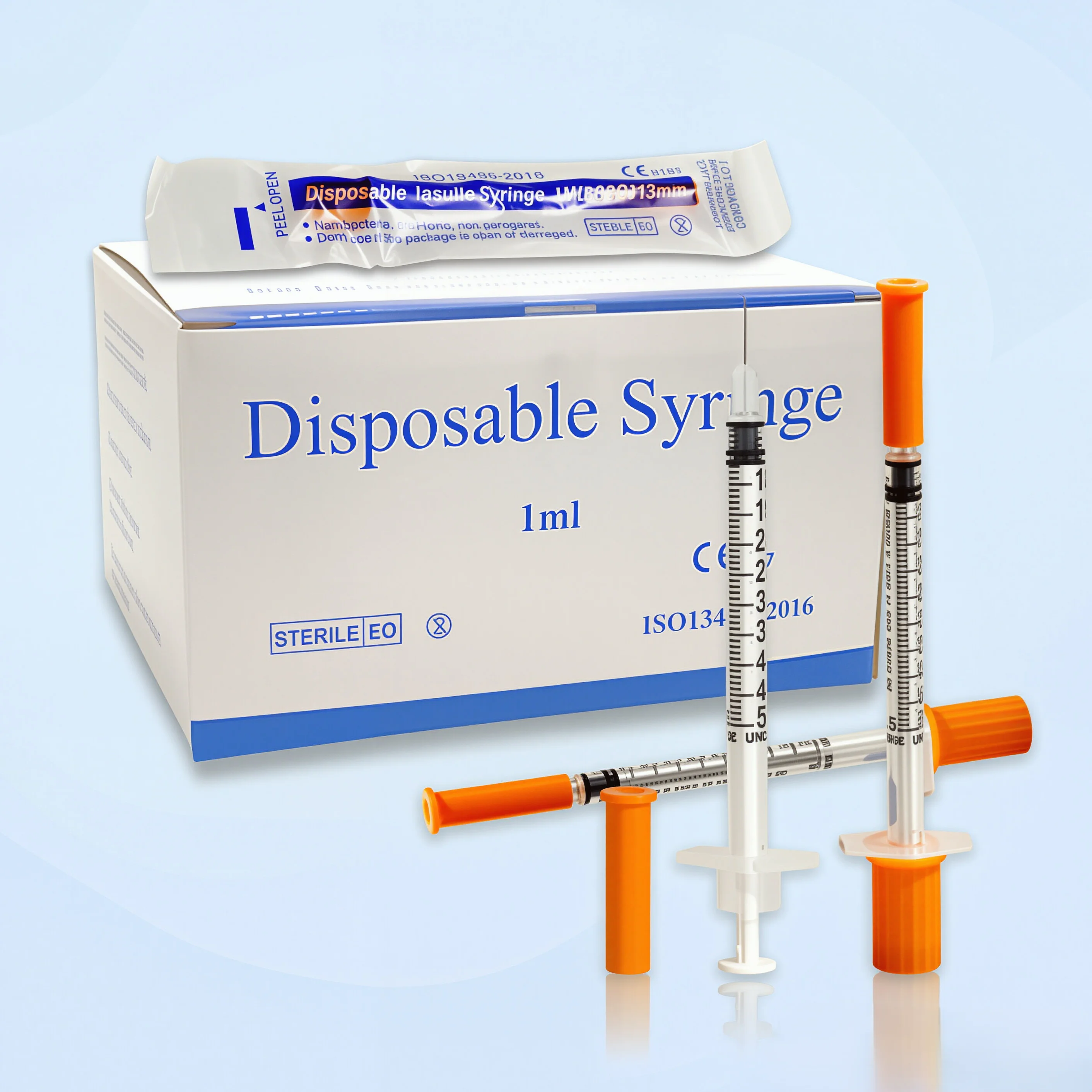 Disposable Insulin Syringe 0.3 / 0.5/ 1ml 31G*8mm with Needle, Sterile Individual Pack for Life Care & Pet Feeding