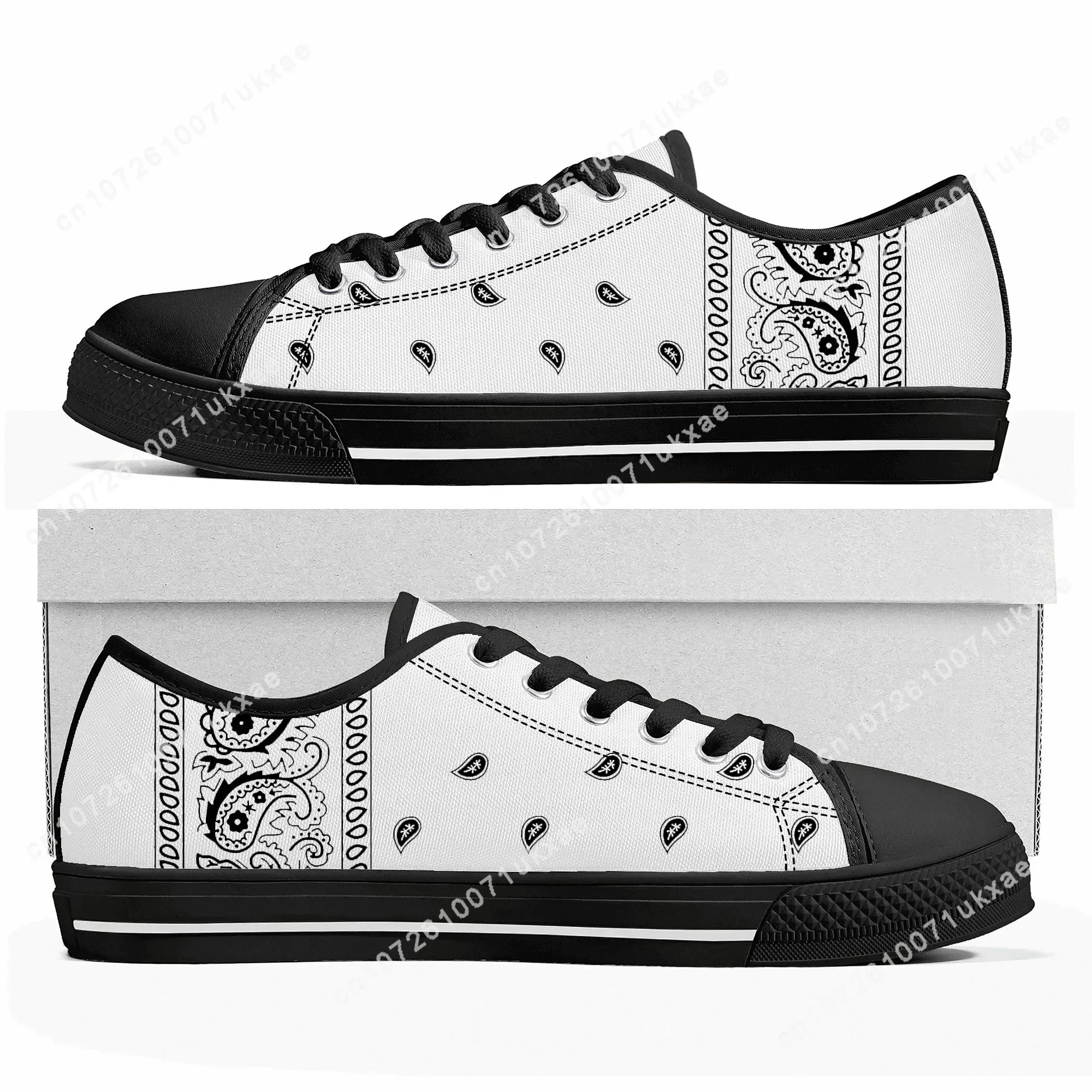 Bandana Paisley Low Top Sneakers Mens Womens Teenager Black White Red Blue Canvas Sneaker couple Casual Shoes Customize DIY Shoe
