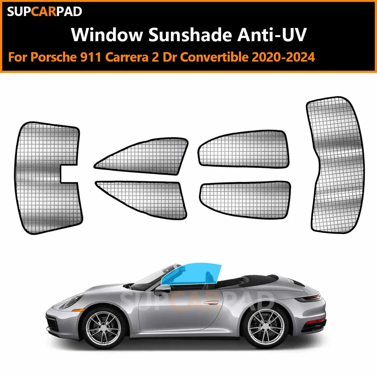

For Porsche 911 Carrera 2 Dr Convertible 2020-2024 Custom Car Window Sunshade Anti-UV Car Sun Window Visors Sunshade Covers Acce