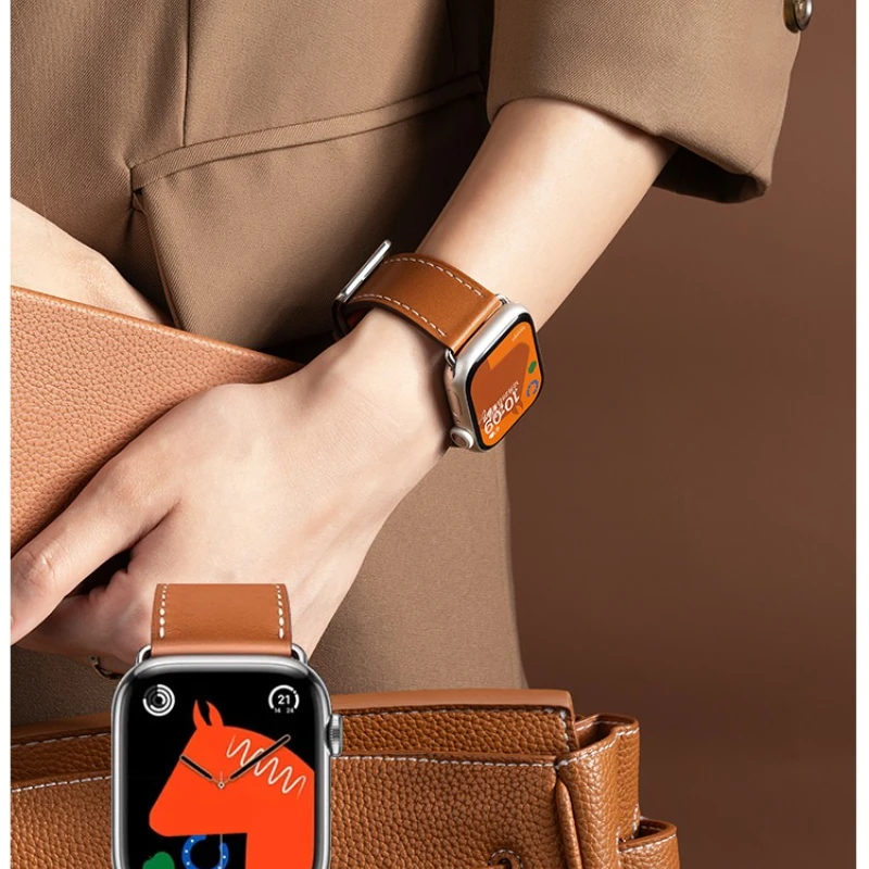 Lederarmband für Apple Watch Ultra 49mm 44 40 42 46 41 45 38mm Handgelenksarmband für iWatch Series 12 11 10 9 8 7 6 5 4 Armband