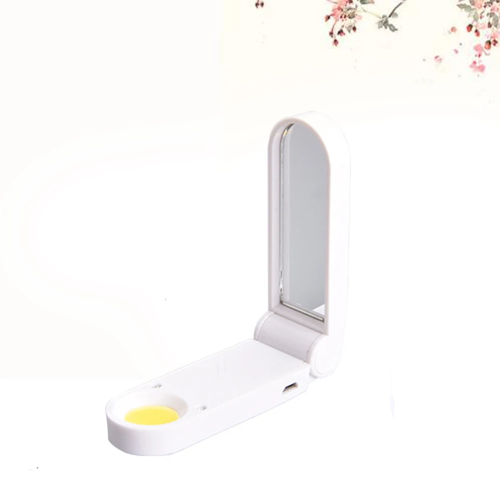 

Foldable Light Makeup Mirror Portable USB Charging LED Illuminated Mirror for Travel Bedroom Desk White Travel Light Makeup