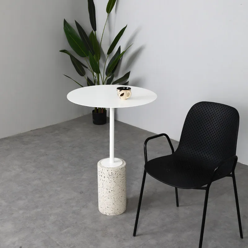 Minimalist creative terrazzo sofa round side table coffee table milk tea shop corner table simple outdoor open-air side