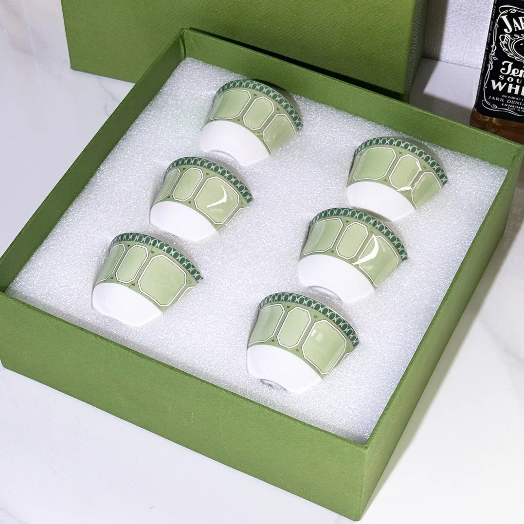 Nordic Simple Light Luxury Phnom Penh Ceramic Baoge 12 Pieces Espresso Cup and Saucer Set Combination Gift Box