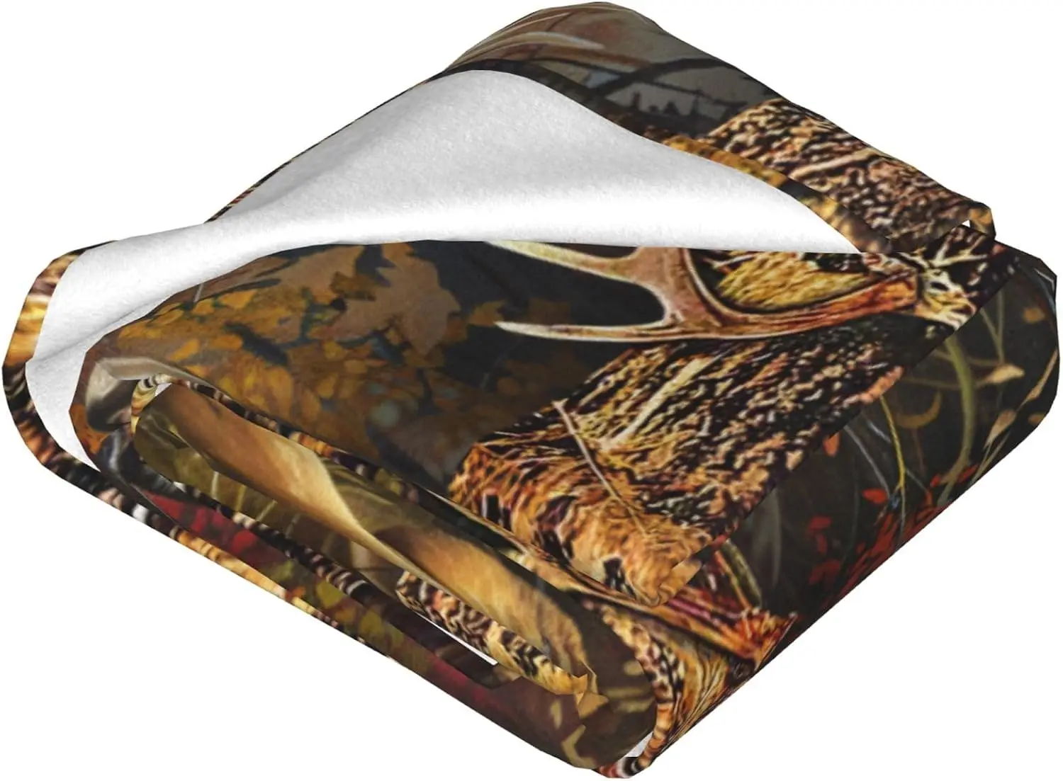 Running Whitetail Deer Antler Frame Autumn Forest Camo Print Flannel Blanket Soft Throw For Sofa Bedroom Indoor Daily Home Decor