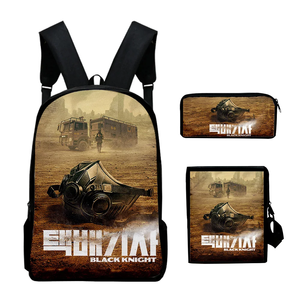 

Black Knight Kdrama 2023 Backpack 3 Pieces Sets Shoulder Bags Unisex Daypack Zipper Bag Unique Pencil Bag