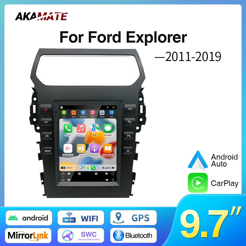 9.7inch Car Radio for Ford Explorer 2011-2019 CarPlay Android Auto Multimedia Frame Kit Head Unit WiFi FM 2GB+32GB