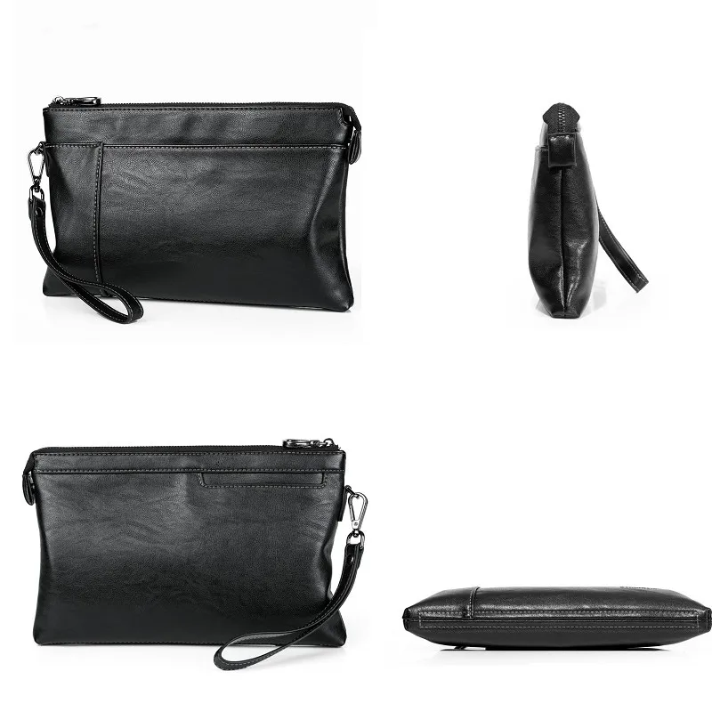 Picture 3: Fashionable Leather Clutch Bag Men Large Capacity Top Layer Cowhide Handbag Wallet Stylish Long Shape Grab Bags
