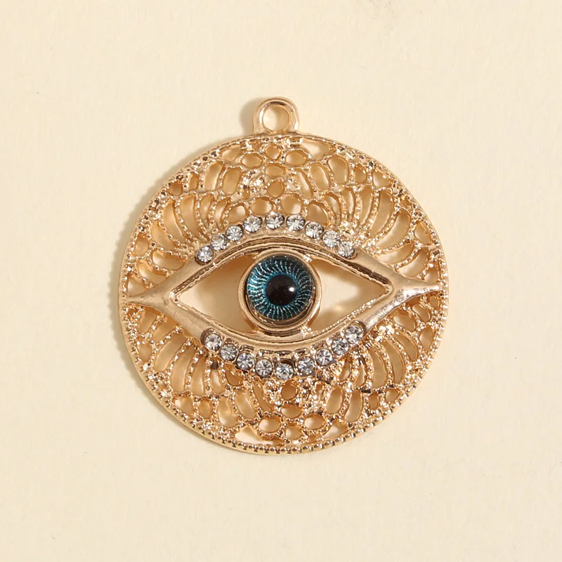 5pcs Gold Color 33x30mm Punk Hollow Eye Charms Enamel Pendant Fit Necklace Bracelet DIY Handmade Jewelry Making Finding Supplies