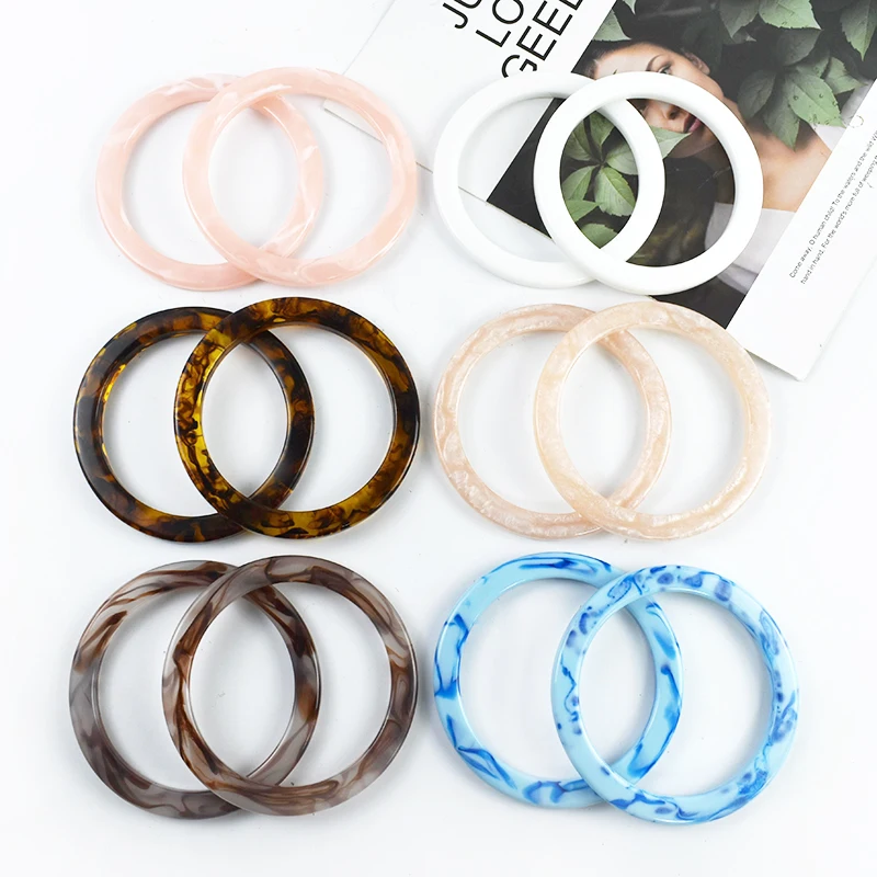 2Pcs 9.4cm Resin Round Bags Handle Plastic Amber O Ring for Wovenbag Purse Handbag Handles DIY Handmade Craft Bag Accessories