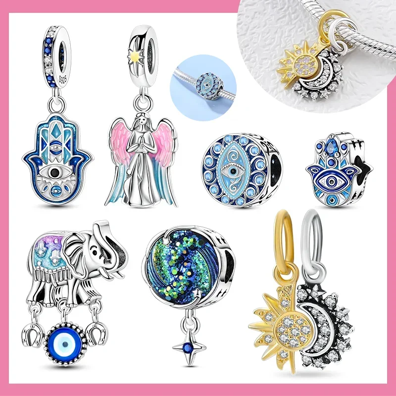 Abalorios de Plata de Ley 925 con diseño de Ángel de Alas Rosas, compatibles con pulseras originales, para bolsos, llaveros, colgantes, regalo de joyería DIY para mujer