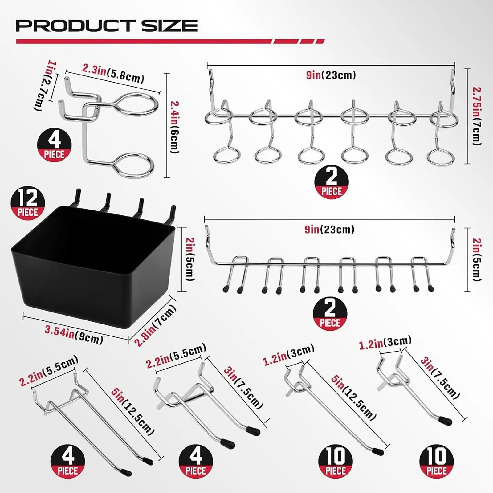 300x Stecktafel-Haken-Sortiment-Set, verschiedene Werkzeuge, Mehrzweckhaken, Metallhaken