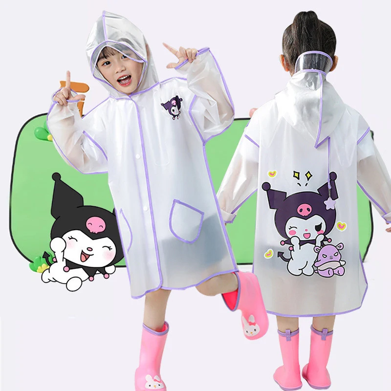 

Sanrio Children Primary School Students Full Body Hooded Cartoon Poncho Kindergarten Transparent Cute Waterproof Raincoat