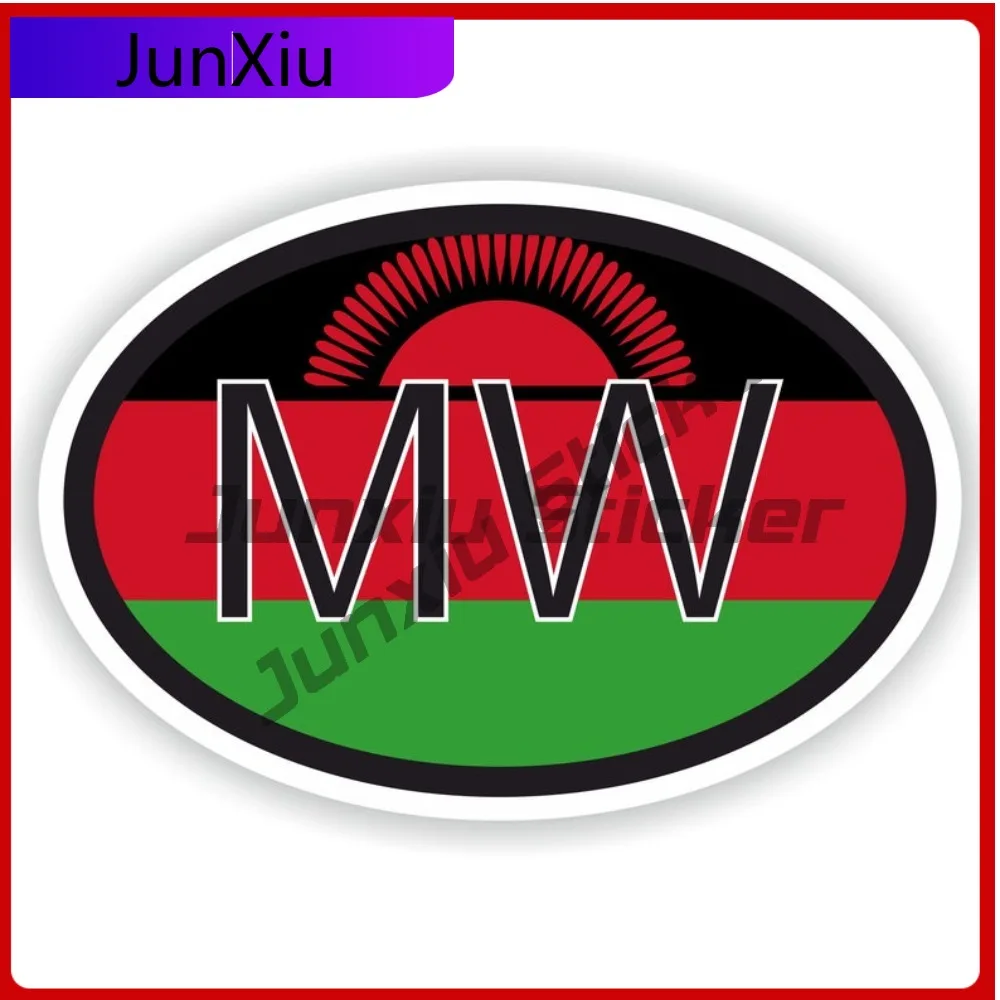 

Malawi Oval Country Code Mw Flag National Emblem With White Border Vinyl Decals Scratch Cover Auto Sticker Camping Car Motorcycl