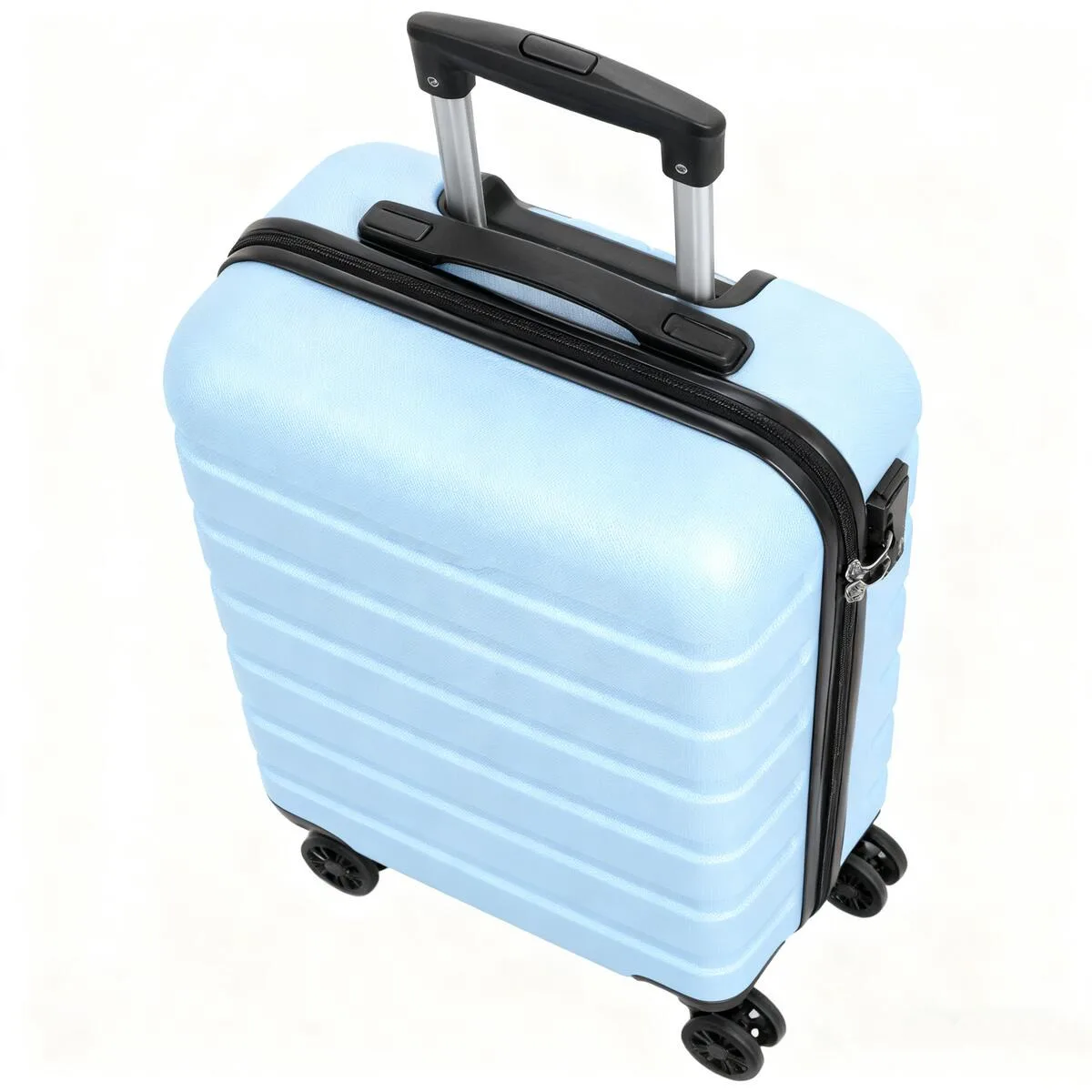 حقيبة سفر نسائية ذات هيكل صلب باللون الأزرق الفاتح مع عجلات دوارة - حقيبة سفر خفيفة الوزن #4
