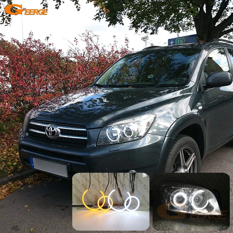 

For Toyota Rav4 2006 2007 2008 Excellent Ultra Bright A/W Switchback Turn Signal Day Light Led Angel Eyes Kit Halo Rings