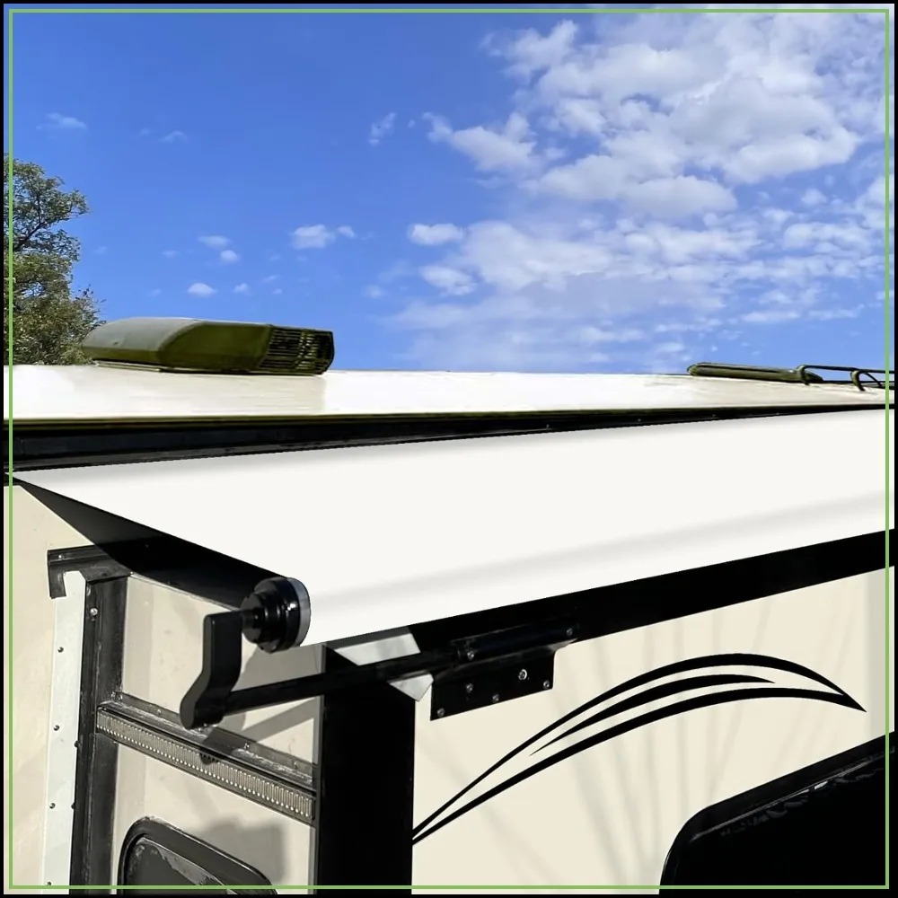 

Universal RV Slide Out Awning Fabric Replacement - 49"x170", White, Durable 18oz Vinyl, Cut to Size