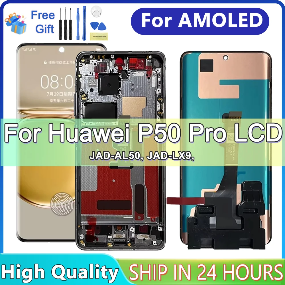 6.6\'\'For HUAWEI P50 Pro For P50Pro JAD-AL50 JAD-LX9 JAD-AL00 LCD Display Touch Screen Digitizer Assembly Replacement