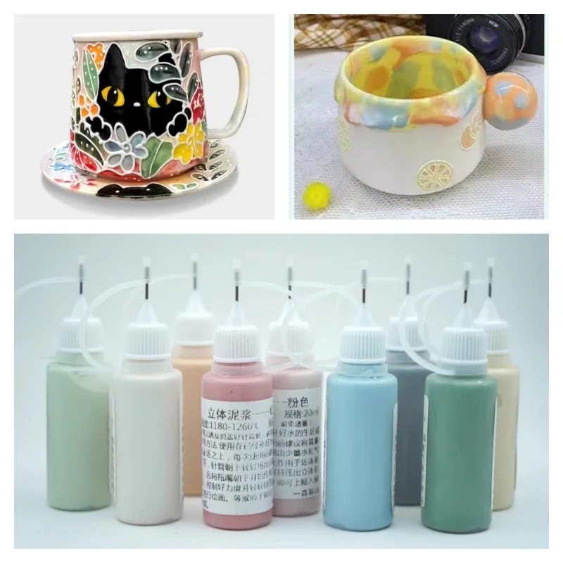 20ml/ Bottle Pottery Underglaze Color 3D Three-dimensional Glaze Pottery Handicrafts Decoration Creative Painted Convex Strokes