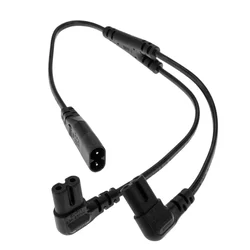 IEC 320 C8 Male to Dual C7 Right Angle Female Y Split Power Cable, IEC 2Pin Figure 8 Male to 2 Female Cord 30CM