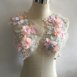 The New ABS Pearl Three-dimensional Flower Lace Collar Sewing DIY Bud Fabric Applique Decoration Clothes Accessories Scrapbook