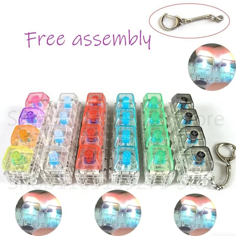 

In Stock ^&^_LED Free Assembly Keyboard Keychain Fidget Toy Crystal Clicker Sensory Toy Stress Relief Keyboard Keychain Kids Toy
