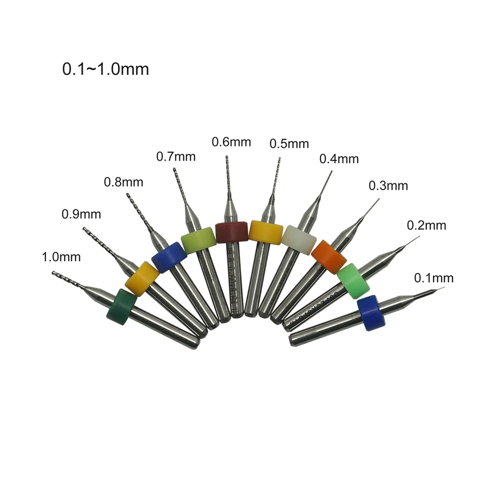 Leiterplatte bohrer 10 stücke 0,1-3,0mm Leiterplatte bohrer Hartmetall-Mikro bohrer CNC-Leiterplatten-Drehbohrer-CNC-Bohrer-Set – Detail 2