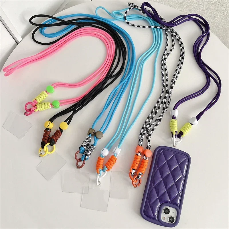 Adjustable Long Crossbody Mobile Phone Lanyard Nylon Neckband Strap Rope Pearl Hanging Ornaments Anti-Lost Lanyard Phone Cas