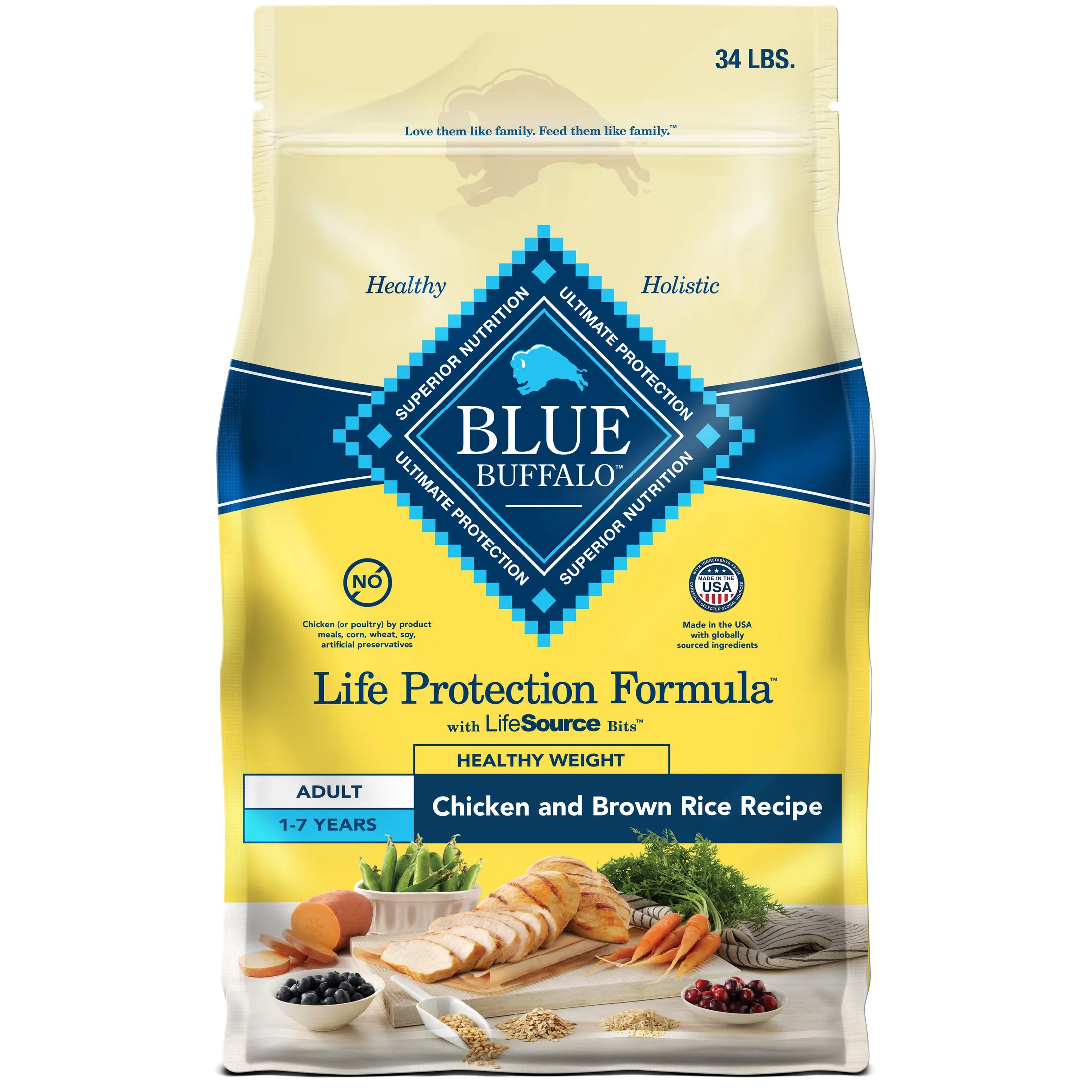Healthy Weight Adult Dry Dog Food with Chicken Formula for Optimal Life Protection and Nutrition
