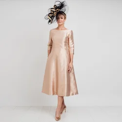 Vestidos de Madre de la novia para bodas, vestido de invitados de boda de línea A, longitud de té, mangas 2024, 3/4