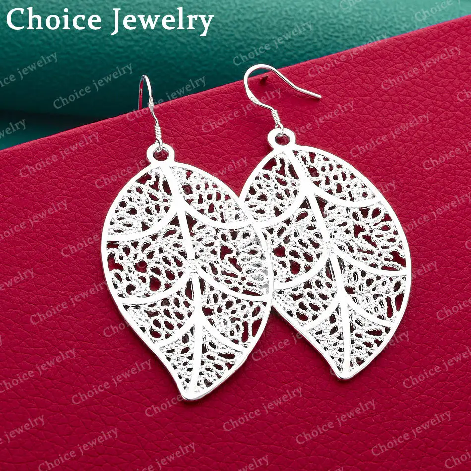 

925 Sterling Silver Hollow Leaves Drop Earrings For Women Jewelry Fashion Personality Party Engagement Accessories