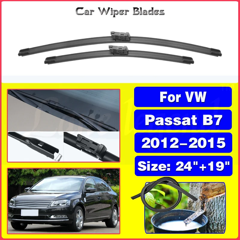 

Car Wiper Front Wiper Blades For Volkswagen VW Passat B7 2012 2013 2014 2015 Windshield Windscreen Front Window 24"+19"