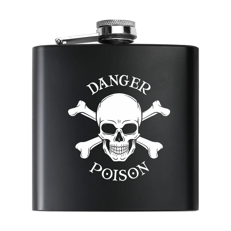 6oz Stainless Steel Outdoor Hip Flask Pocket Laser Print Hip Flask Portable Wine Whiskey Jug Bottle