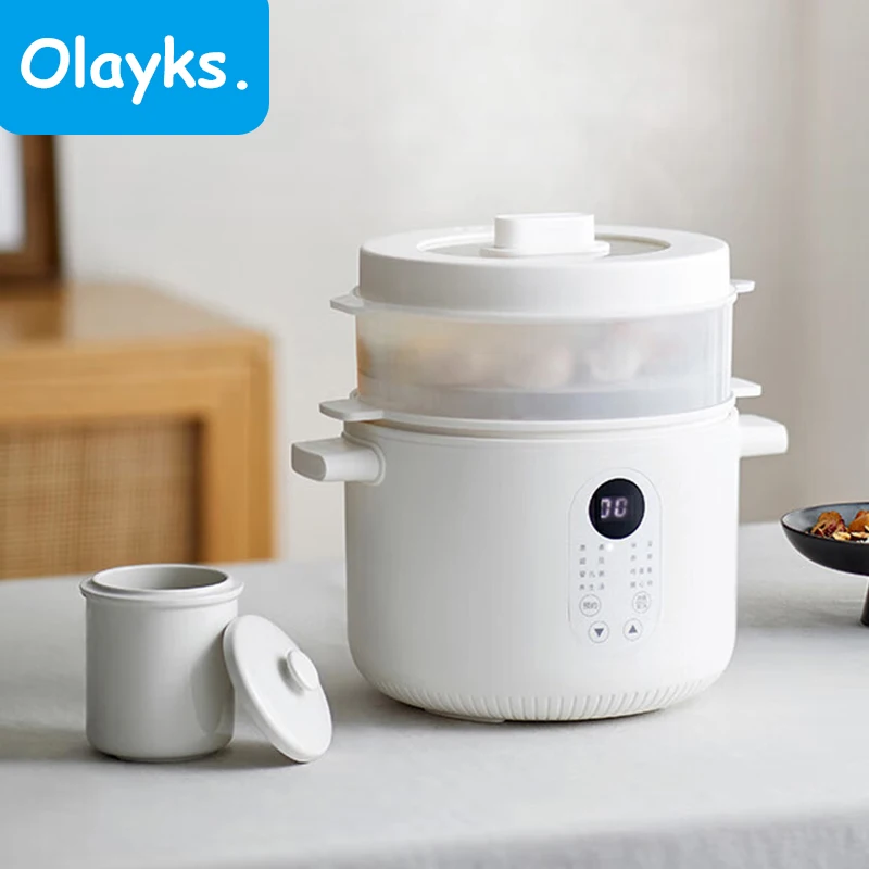 

Olayks Electric Stew Pot 4 White Ceramic Stew Pots Stewing Out Of Water Automatic Bird's Nest Food Supplement Stew Pot Porridge