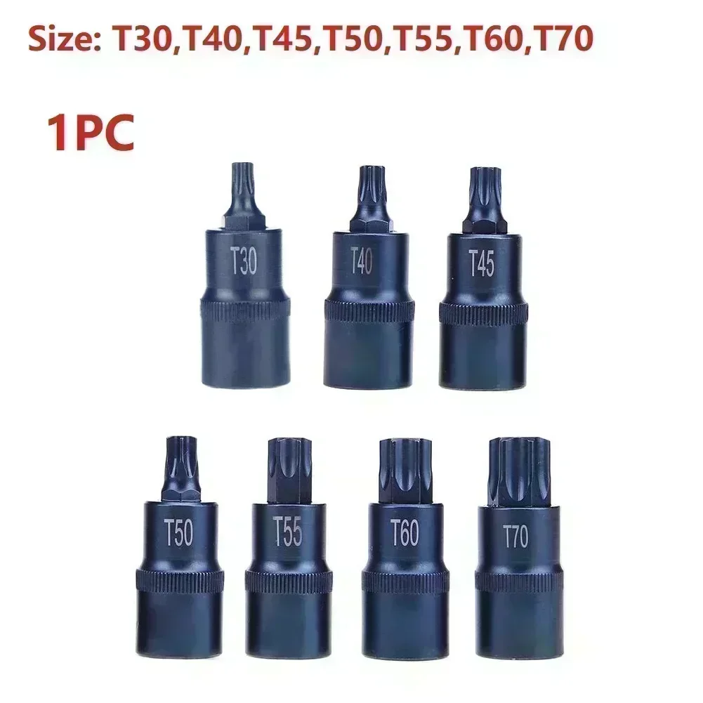Torx Screwdriver Bit  1/2inch Socket Bits Adapter T30 T40 T45 T50 T55 T60 T70 Torx Socket Adapter Hand Tool For Ratchet Wrenches view 4