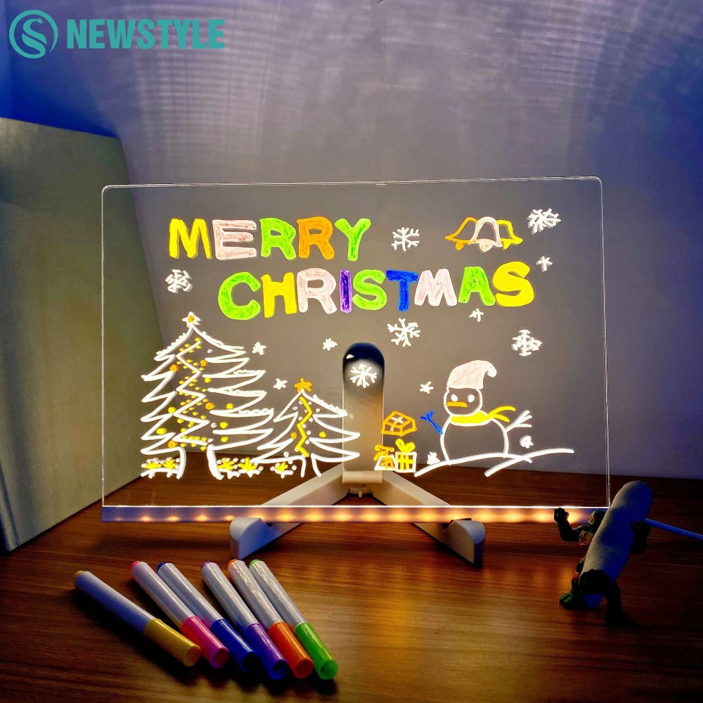 Tablero De Dibujo LED Recargable Con Luz De Colores, De Acrílico, Disponible En 3 Tamaños, Ideal Para Niños Y Como Regalo De Cumpleaños O Navidad