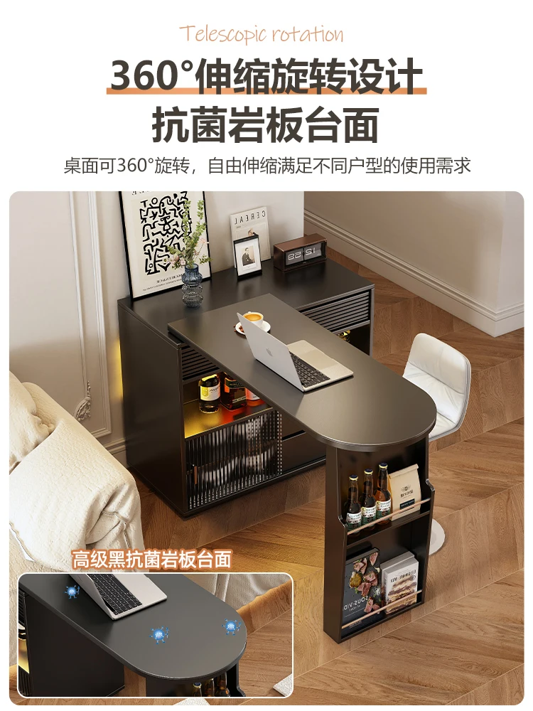 

Light luxury high-end rock slab telescopic corner tabletop storage cabinet