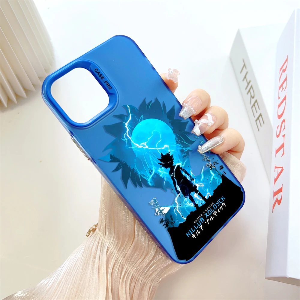 Hisoka Hunter X Hunters Phone Case for IPhone 13 12 11 15 14 Pro Max Plus Lens Creative Border Silver Plated Inside Hard TPU