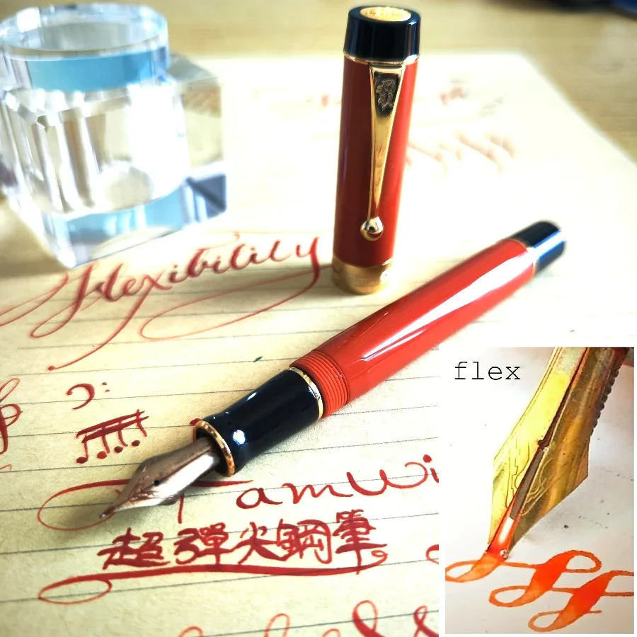 For Luxury Century 100 Orange Fountain Pen  C Flex Flexible Nib, Classic Modification, Gothic Design for Business Writing & Gift