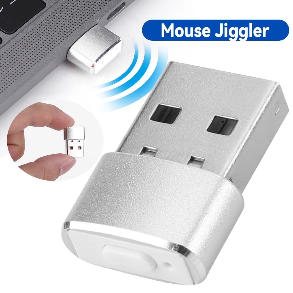 Mini Mouse Mover Jiggler Indetectable USB, Agitador de Cursor Automático con Luz Indicadora, Carcasa de Aleación de Aluminio para Laptop y Escritorio