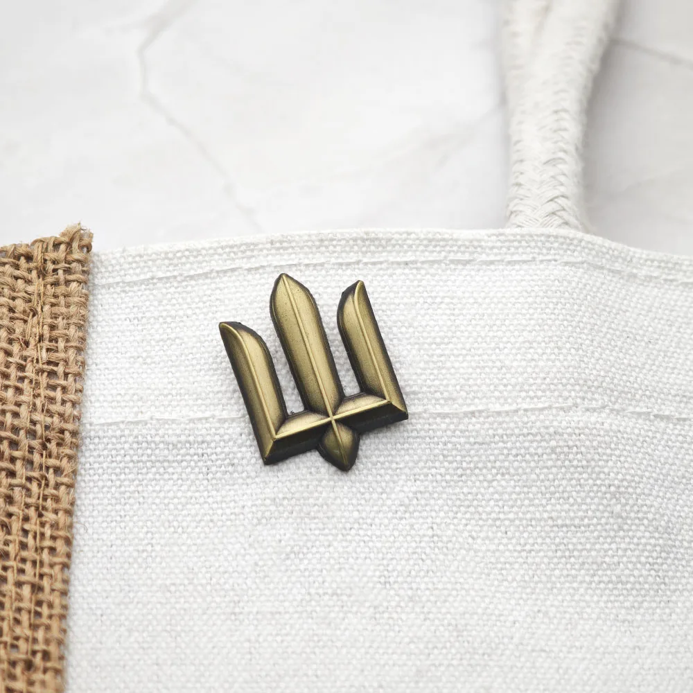 Ukraine Nationalwappen Brosche Goldfarben Tryzub Dreizack Metall Reversnadel Herren Damen Patriotischer Schmuck Militärisches Anzugabzeichen Accessoire – Detail 8