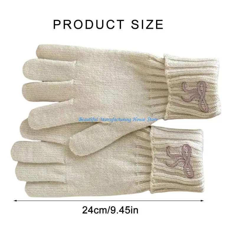 E56A قفازات شتوية محبوكة قفازات حرارية أنيقة كاملة الأصابع لركوب الدراجات في الهواء الطلق