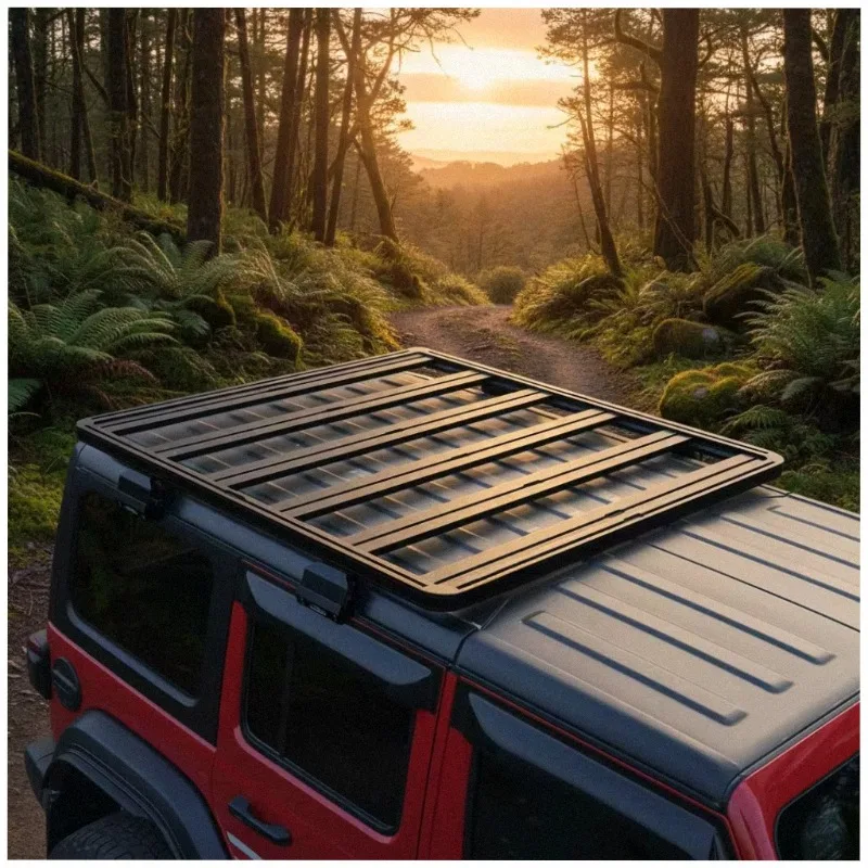 Landace Durable High Load Capacity Aluminum Alloy Black Powder Coated Roof Rack with Easy Installation for Wrangler 4x4