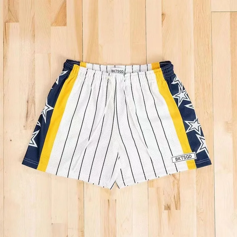 Short en maille de la série Star européenne et américaine pour hommes, grande taille, séchage rapide, course à pied, fitness, pantalon de basket-ball, été, 2024